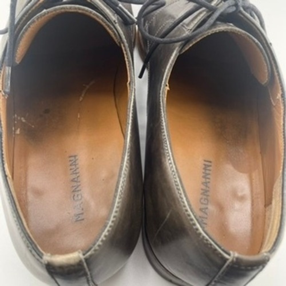 Magnanni Oxfords Dress Shoes Men's 9.5 D Gray Leather Wingtip Lace Up Brogue - Picture 12 of 16